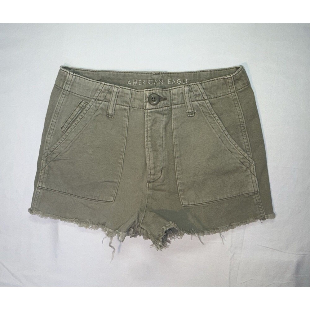 American Eagle Women’s Size 0 Olive Green High Rise Cutoff Shorts Raw Hem